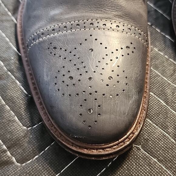 JOHNSTON MURPHY 1801 GENUINE LEATHER DERBY'S DARK BLUE/BROWN MENS9.5 MADE INDIA - Picture 4 of 16